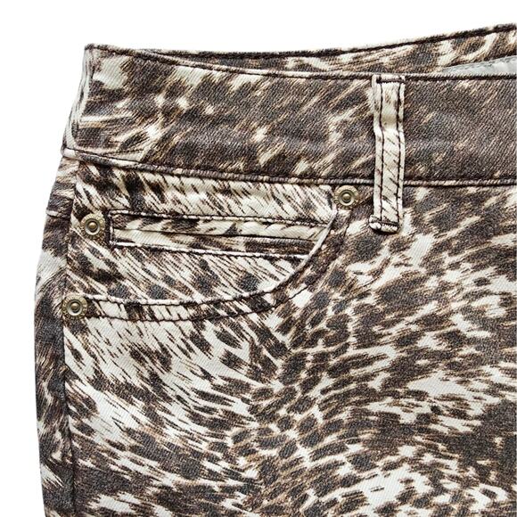 NWT Chico's Jeans Women's Size 6 Chicos 0.5 Platinum Pony Print Slim Tan Brown - Picture 5 of 14